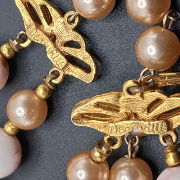 Vintage Deauville Art Bead Necklace, Faux Pearl Beads, Pink White Gold, 1960s - Picture 11 of 11